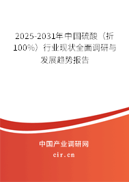 2025-2031年中國硫酸（折100%）行業(yè)現(xiàn)狀全面調研與發(fā)展趨勢報告