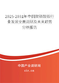 2025-2031年中國聚磷酸銨行業(yè)發(fā)展全面調(diào)研及未來趨勢(shì)分析報(bào)告